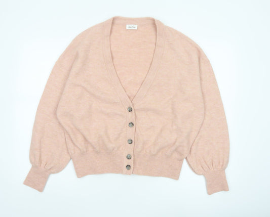 American Vintage Women Pink Wool Blend V-Neck Button Cardigan XS