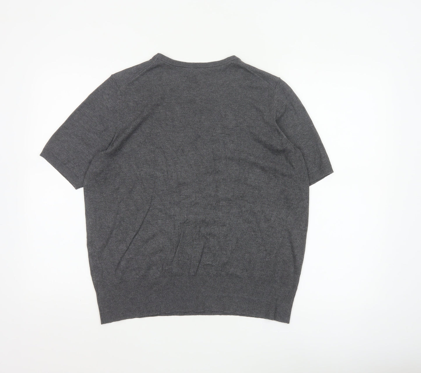 SET Women's Grey Short Sleeve Crew Neck Knit Jumper L