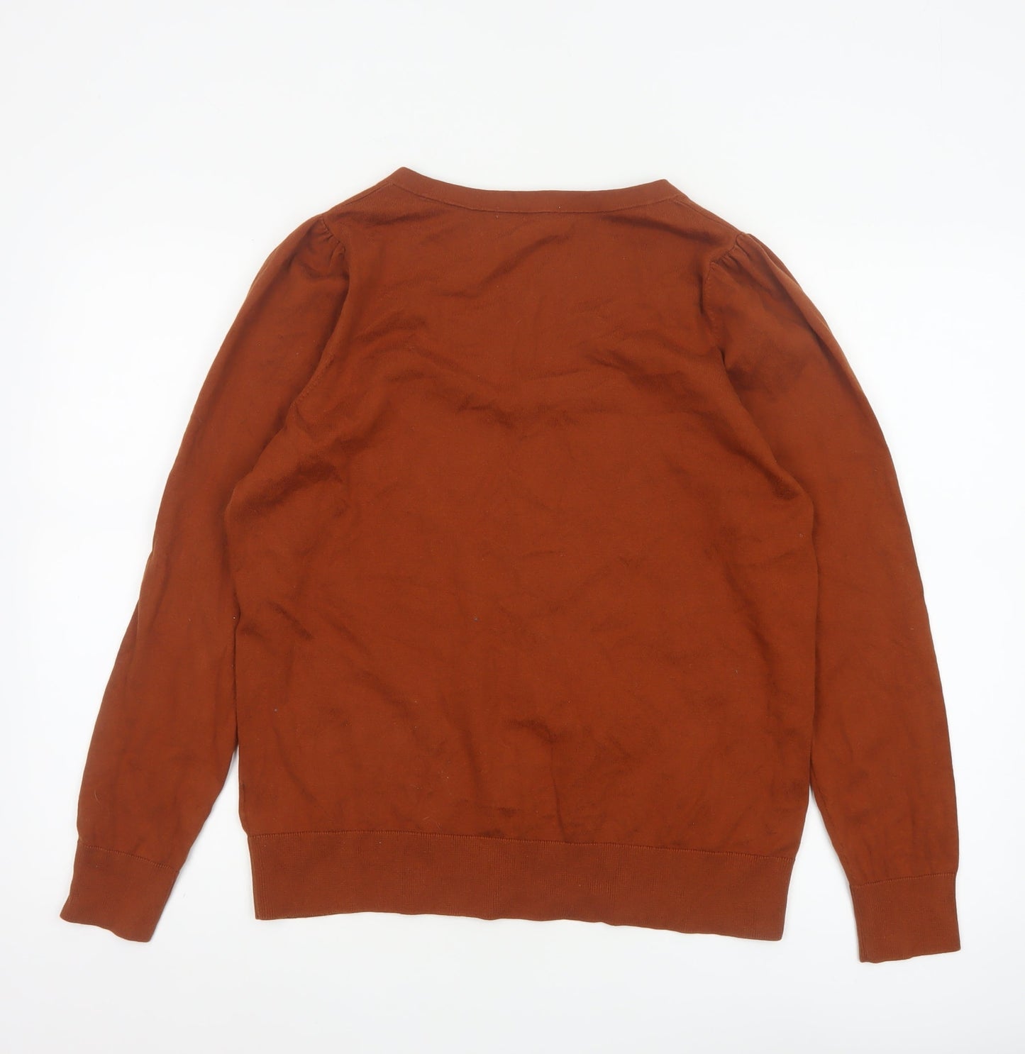 Boden Women Brown V-Neck Cotton Blend Pullover Jumper Size L