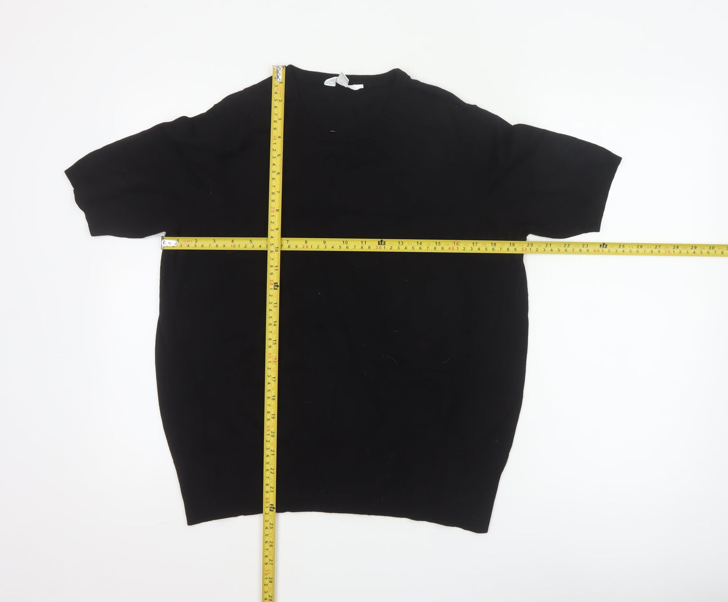 The Set Women’s Black L Crew Neck Short Sleeve Pullover Jumper