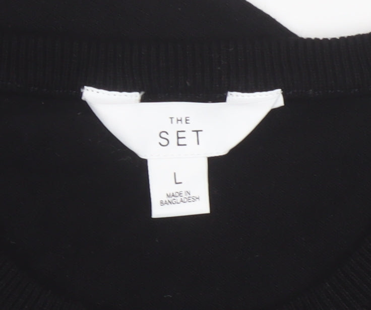 The Set Women’s Black L Crew Neck Short Sleeve Pullover Jumper