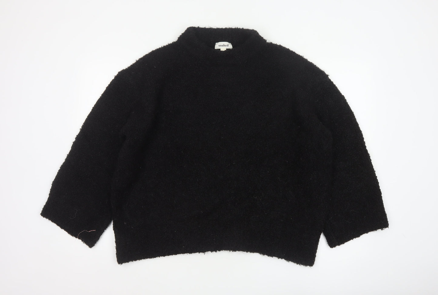 Soaked Women Black S Mock Neck Pullover Jumper Acrylic Wool Blend