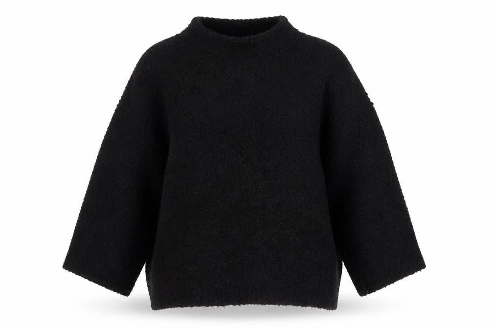 Soaked Women Black S Mock Neck Pullover Jumper Acrylic Wool Blend