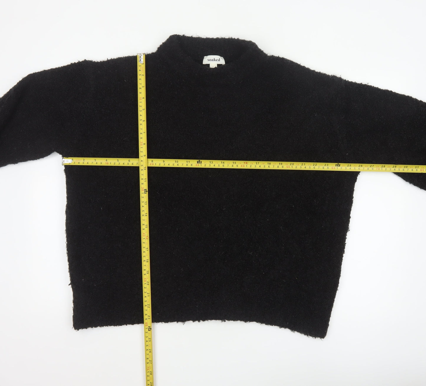 Soaked Women Black S Mock Neck Pullover Jumper Acrylic Wool Blend