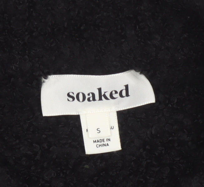 Soaked Women Black S Mock Neck Pullover Jumper Acrylic Wool Blend