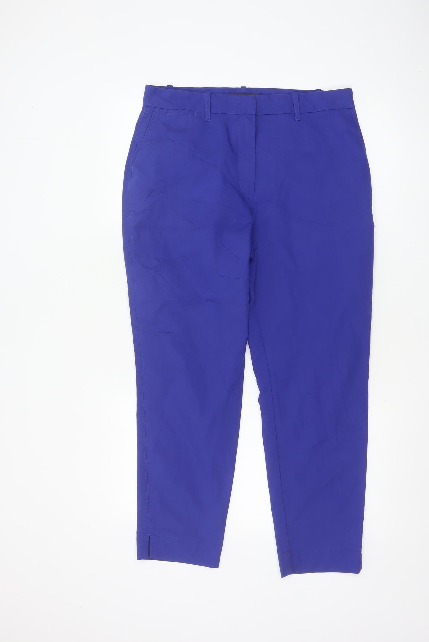 Marks and Spencer Women Blue Chino Style Straight Leg Cotton Trousers Size 12