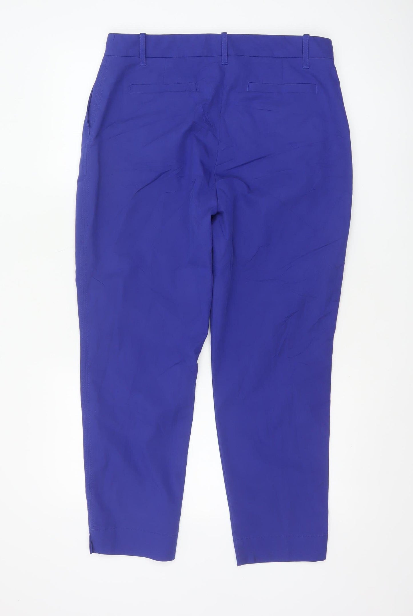 Marks and Spencer Women Blue Chino Style Straight Leg Cotton Trousers Size 12