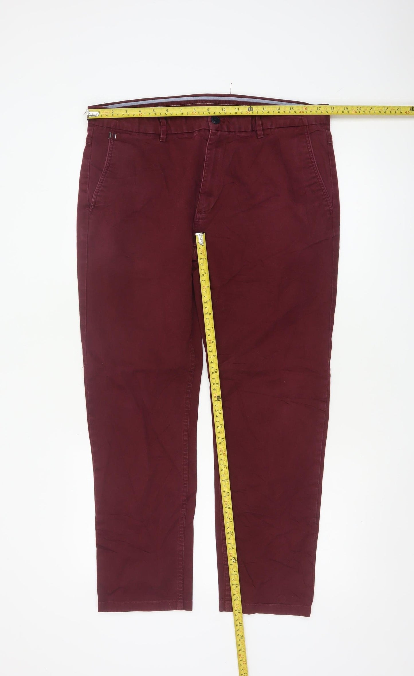 Zara Man Red Chino Trousers Men's Size L 36W Straight Fit