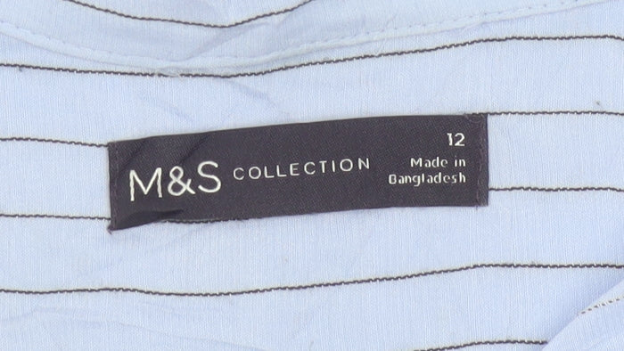 Marks and Spencer Women Blue Striped Button-Up Shirt Size 12