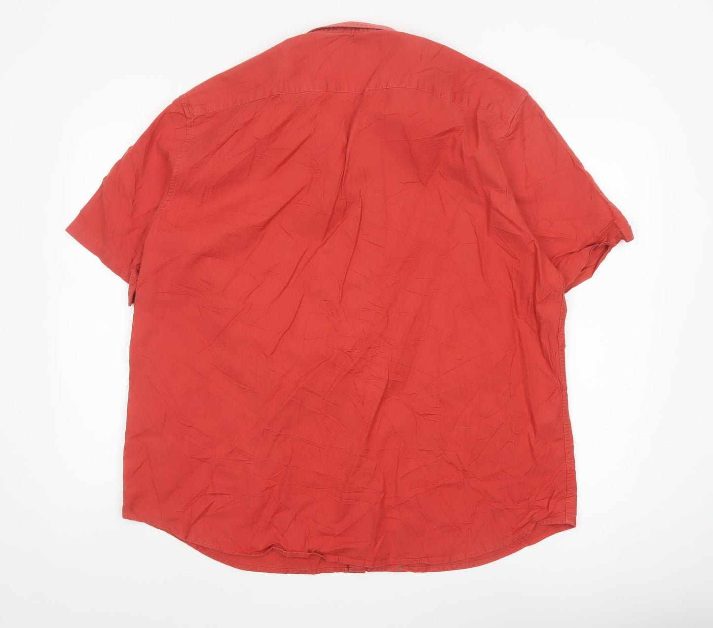 Marks and Spencer Men's Red 2XL Short Sleeve Oxford Button-Up Shirt