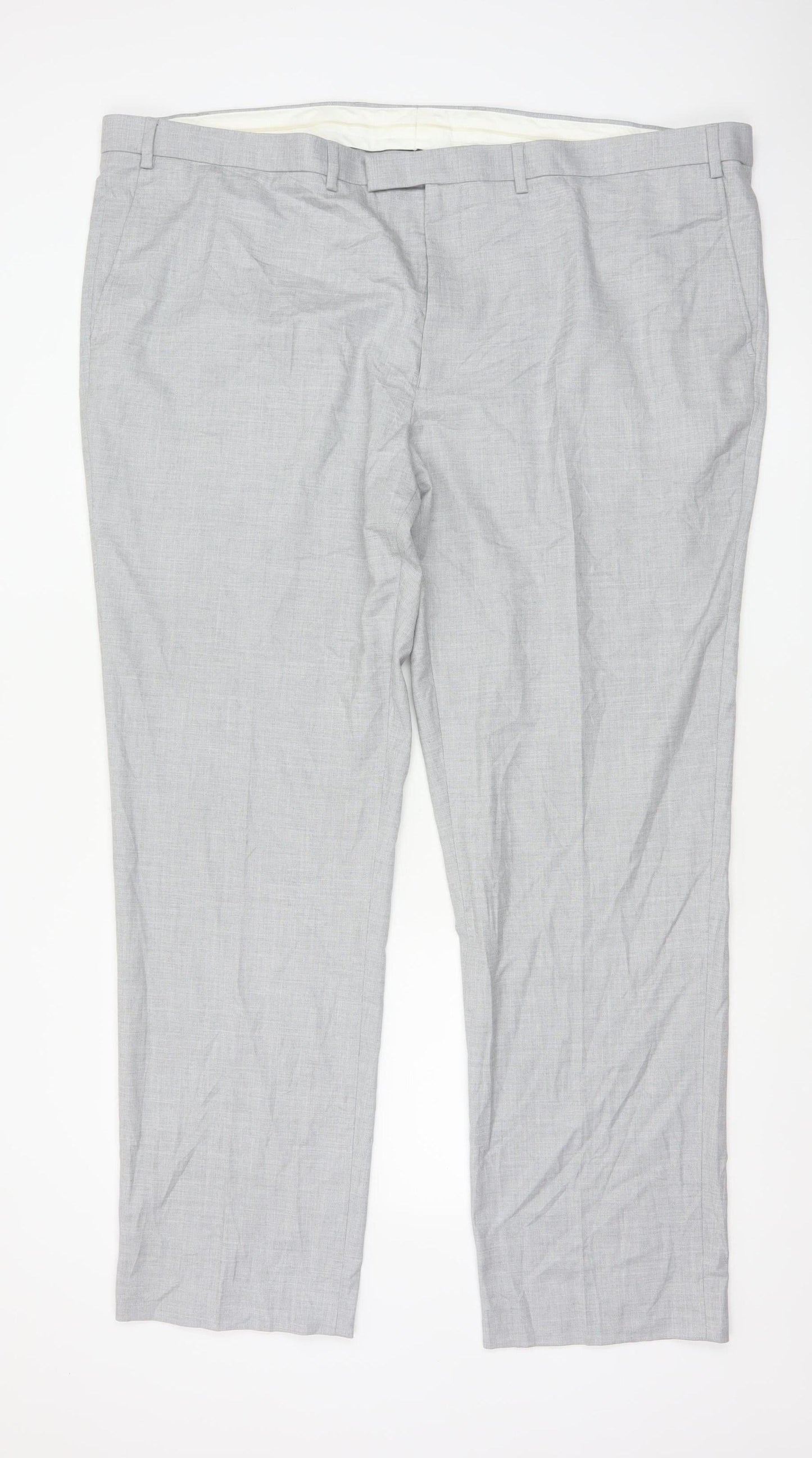 Marks and Spencer Men’s Grey Regular Fit Dress Trousers 48 Long
