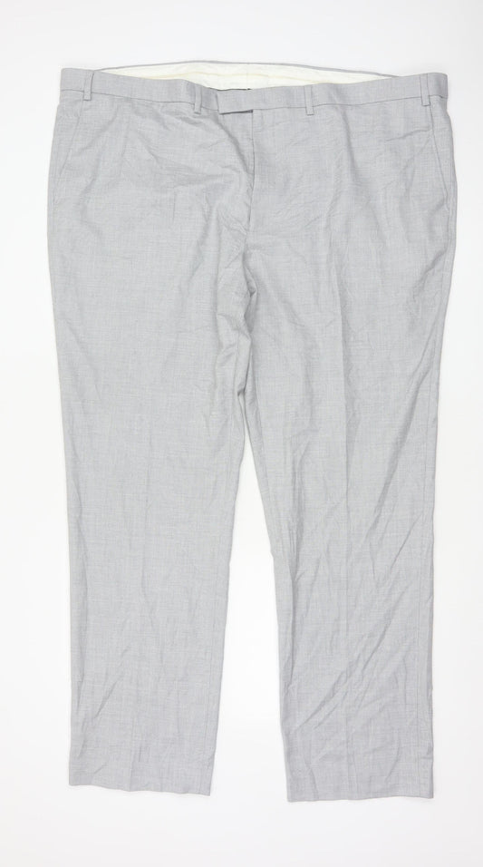 Marks and Spencer Men’s Grey Regular Fit Dress Trousers 48 Long