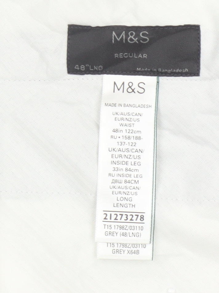 Marks and Spencer Men’s Grey Regular Fit Dress Trousers 48 Long