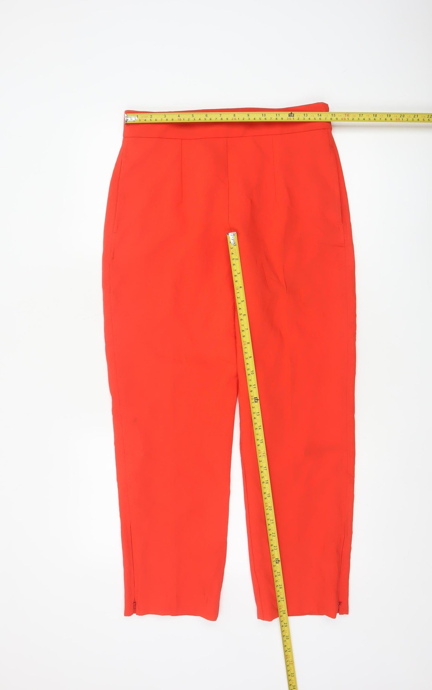 Marks and Spencer Women Red Ankle Zip Slim Trousers Size 12
