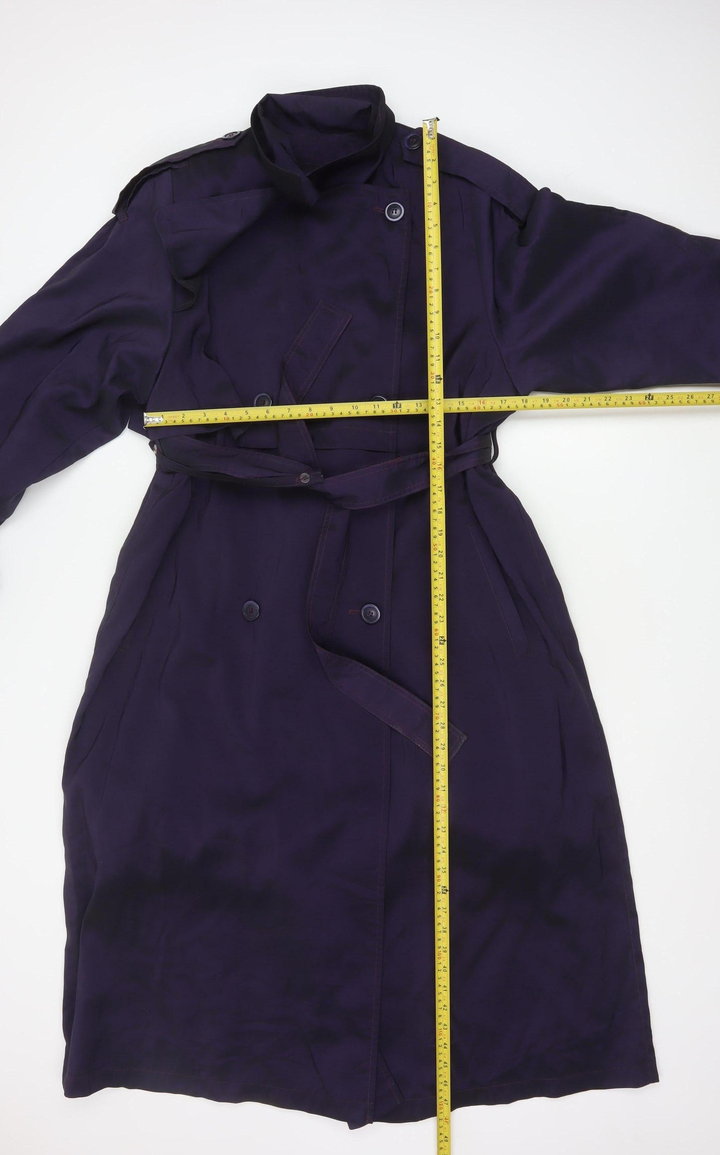 London Fog Women Purple Long Trench Coat Size 6 Belted Classic Style