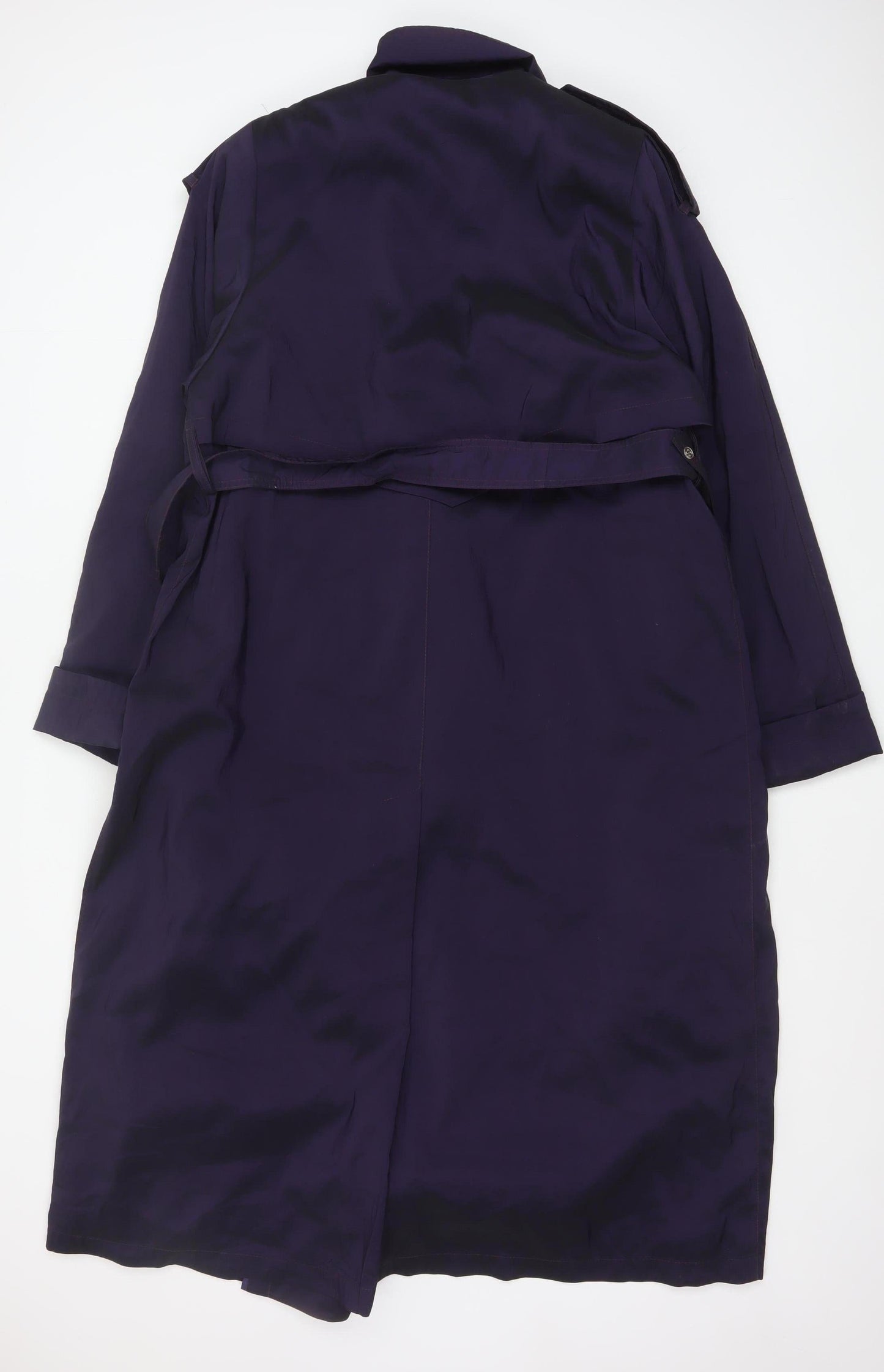 London Fog Women Purple Long Trench Coat Size 6 Belted Classic Style
