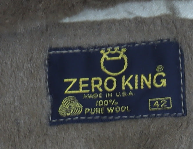 Zero King Women Beige Wool Overcoat with Fur Collar Size 14 Classic Style
