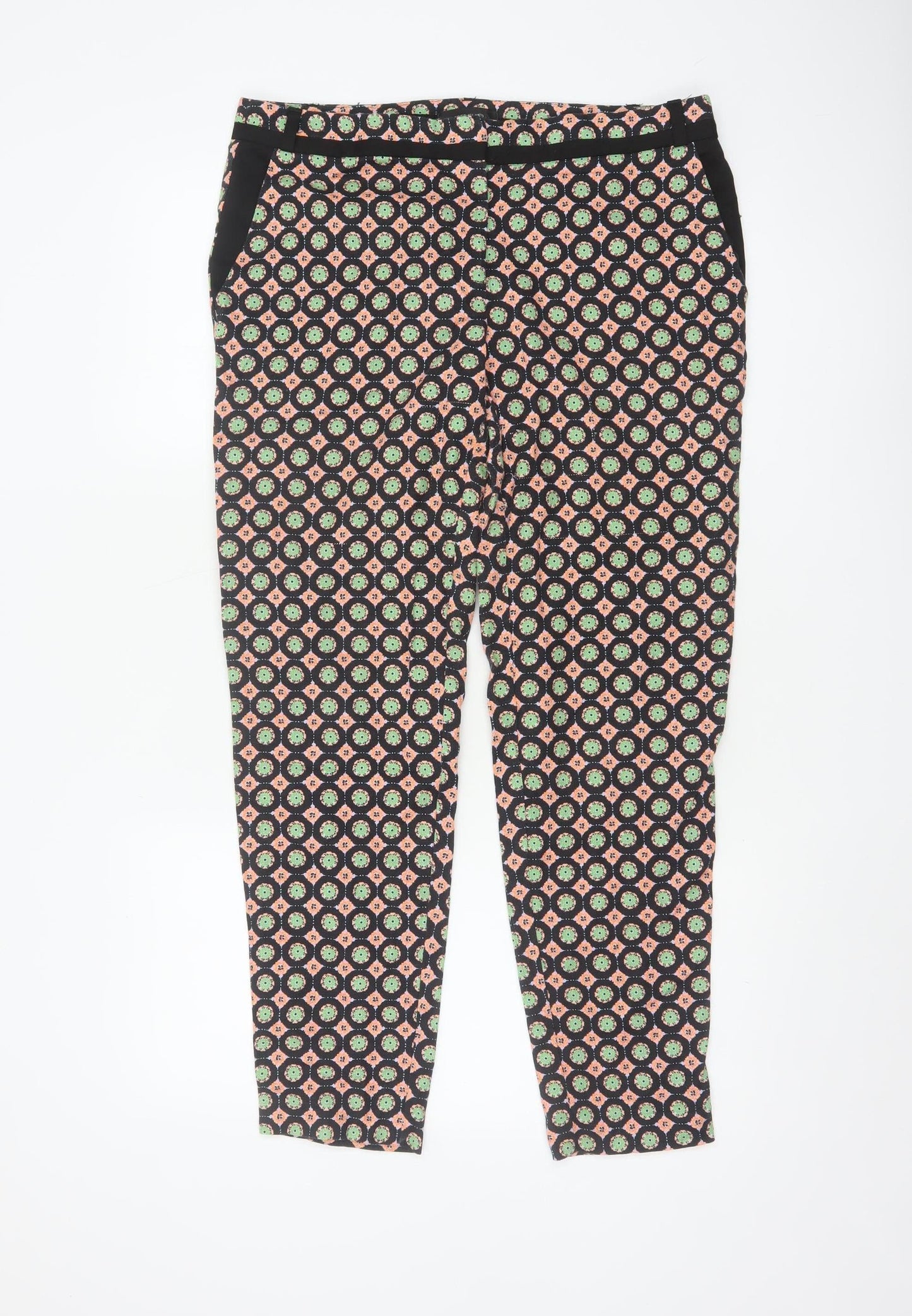 River Island Womens Multicoloured Geometric Slim Tapered Trousers Size 12