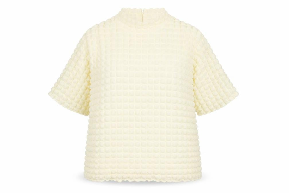 SELECTED FEMME Women's Ivory Textured High Neck Tunic Blouse XL