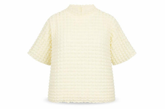 SELECTED FEMME Women's Ivory Textured High Neck Tunic Blouse XL