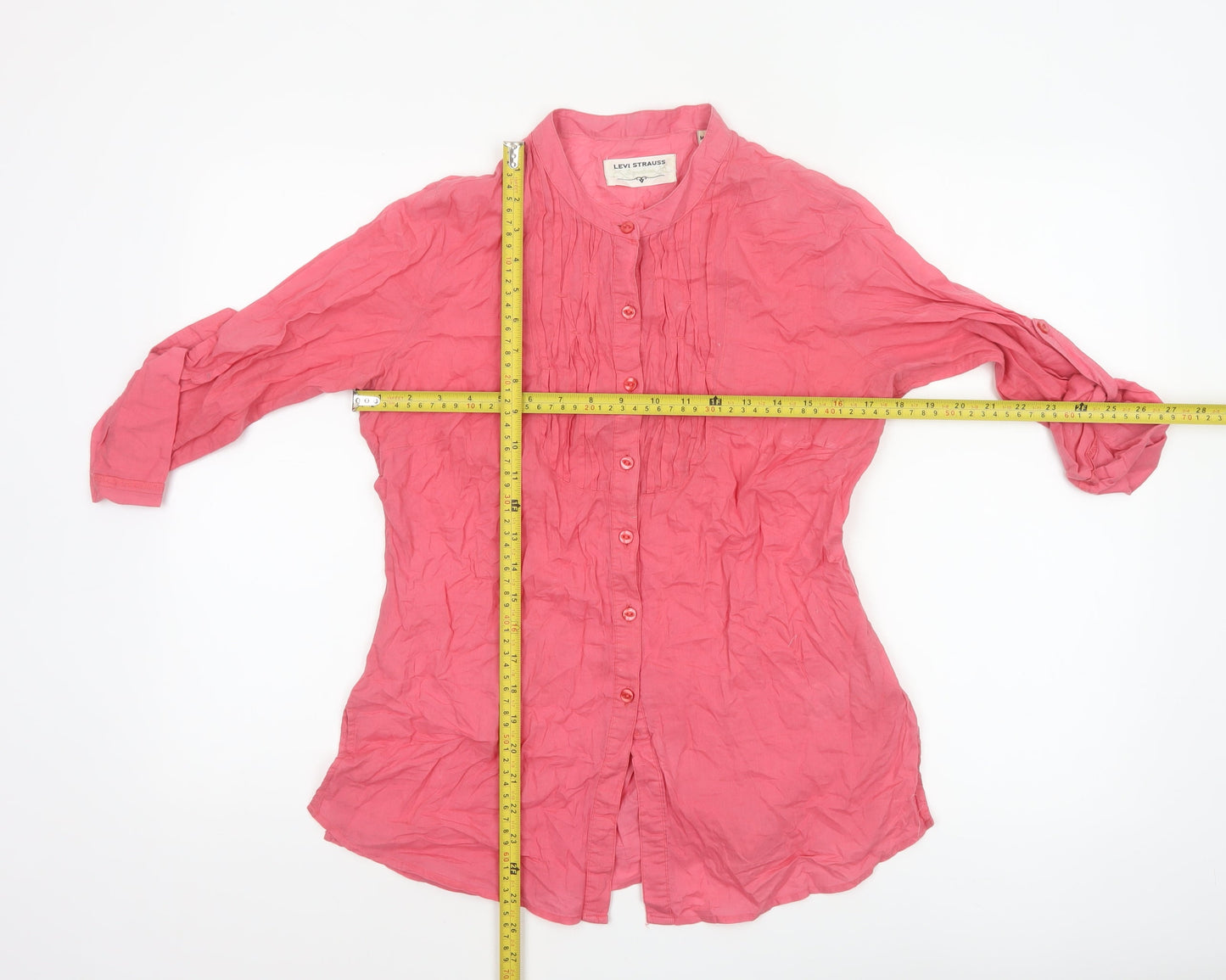 Levi Strauss Women’s Pink 3/4 Sleeve Cotton Tunic Shirt M