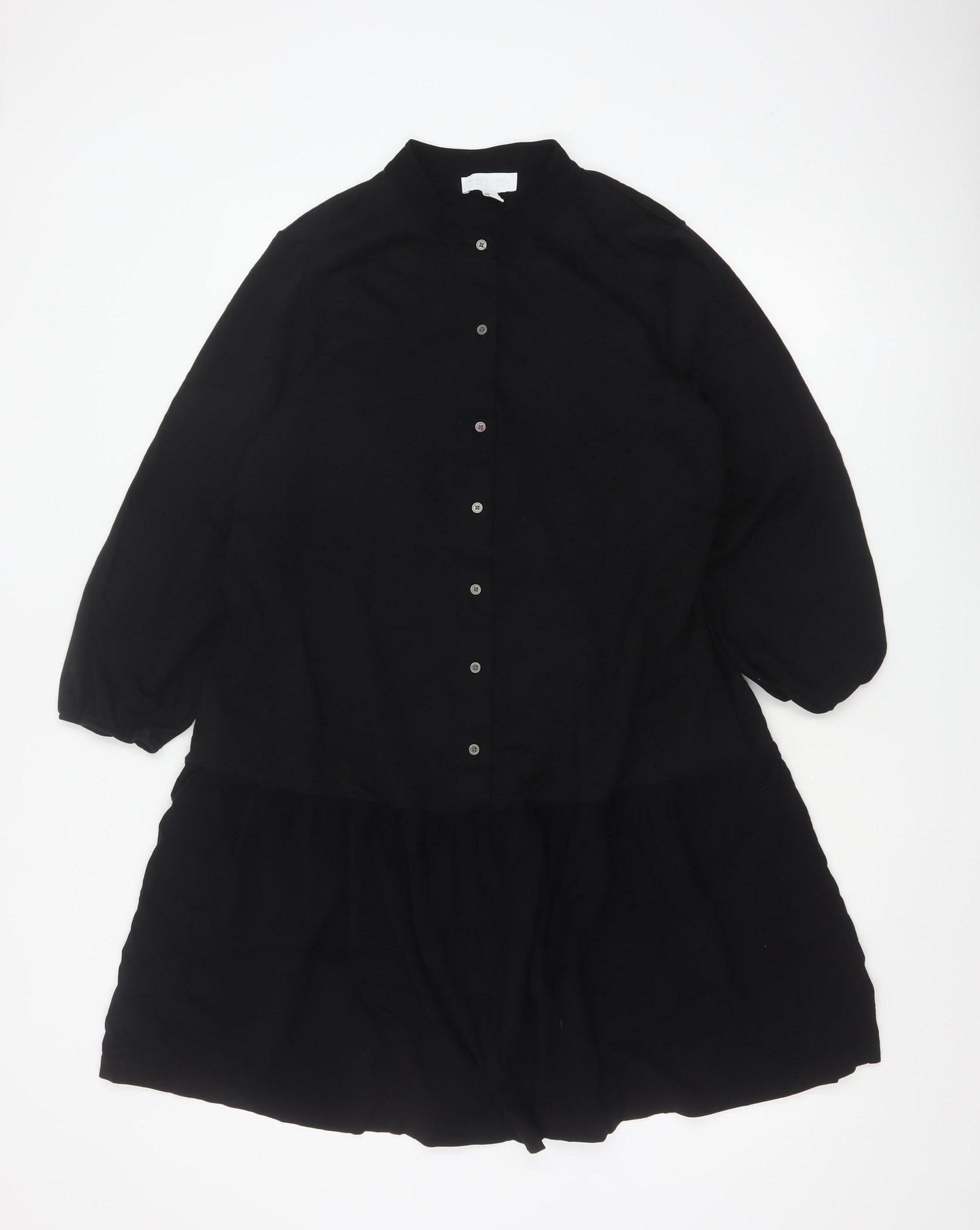 The White Company Women's Black Size 16 Long Sleeve Shirt Dress