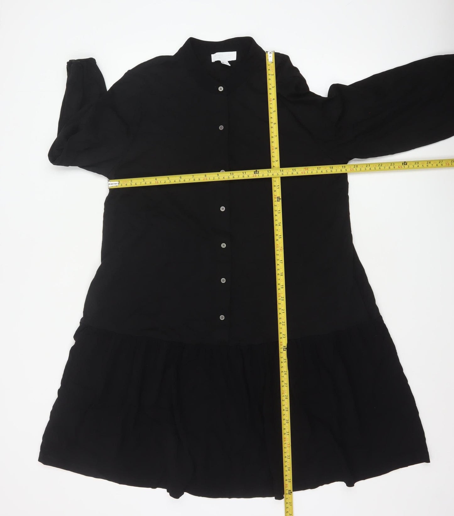 The White Company Women's Black Size 16 Long Sleeve Shirt Dress