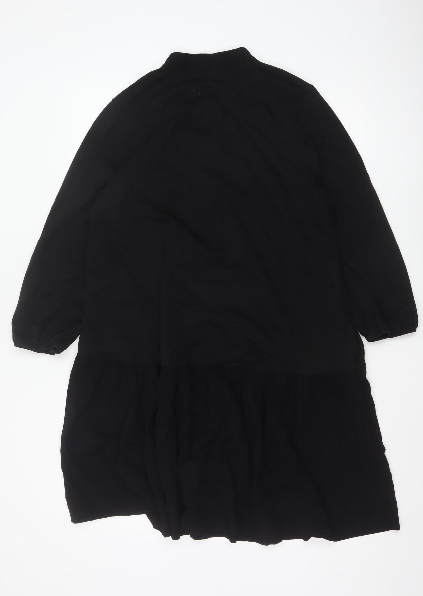 The White Company Women's Black Size 16 Long Sleeve Shirt Dress