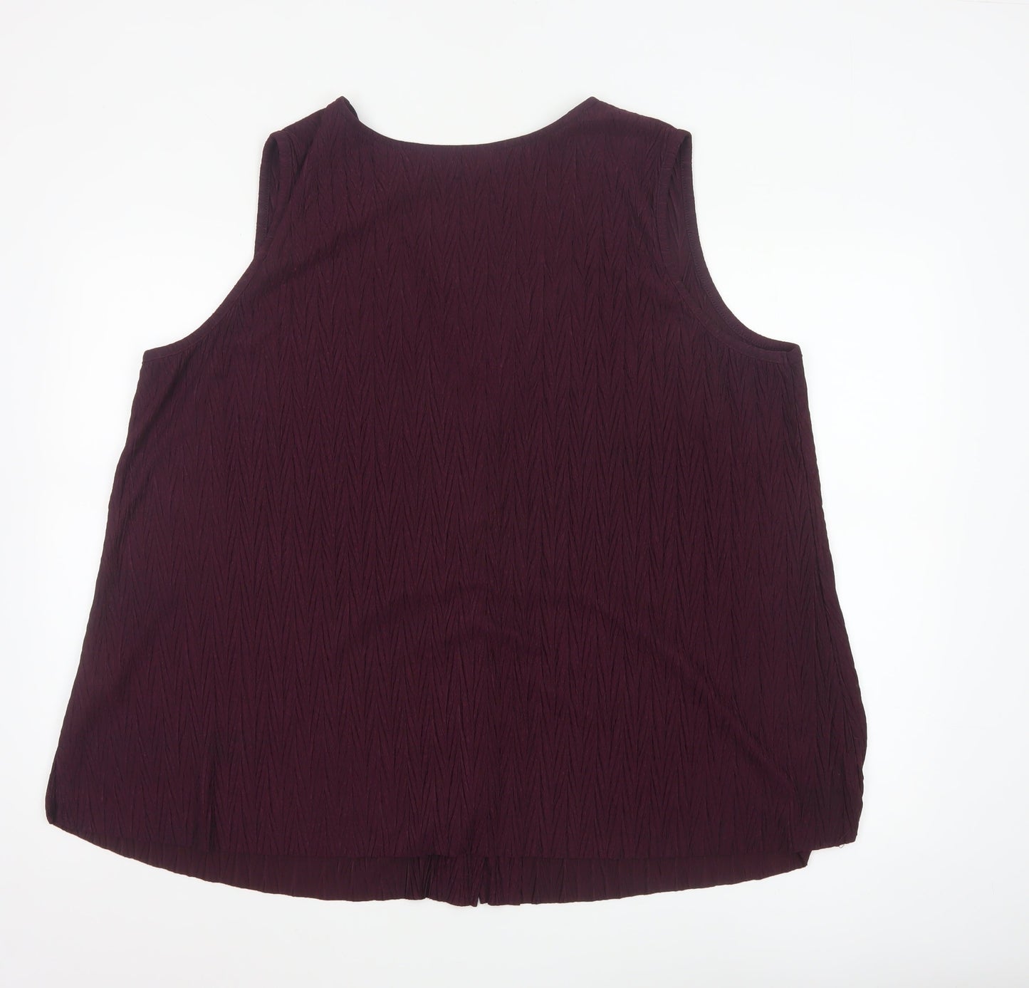 Yours Women's Purple Sleeveless V-Neck Button Blouse UK 22