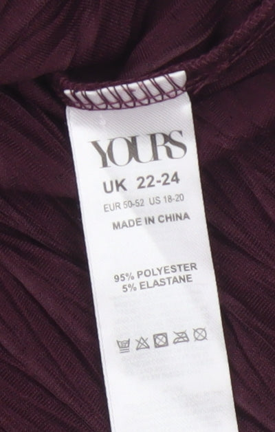 Yours Women's Purple Sleeveless V-Neck Button Blouse UK 22