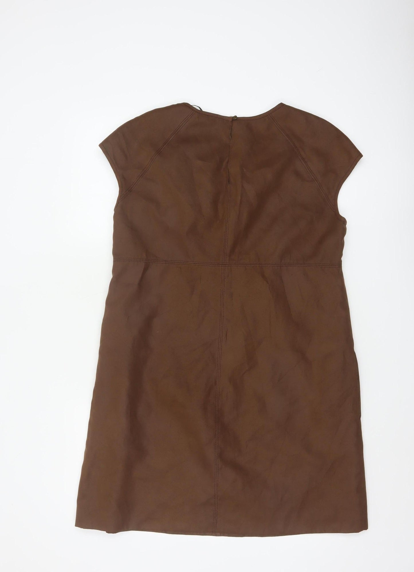 Zara Women Brown XL Shift Knee Length Sleeveless Dress