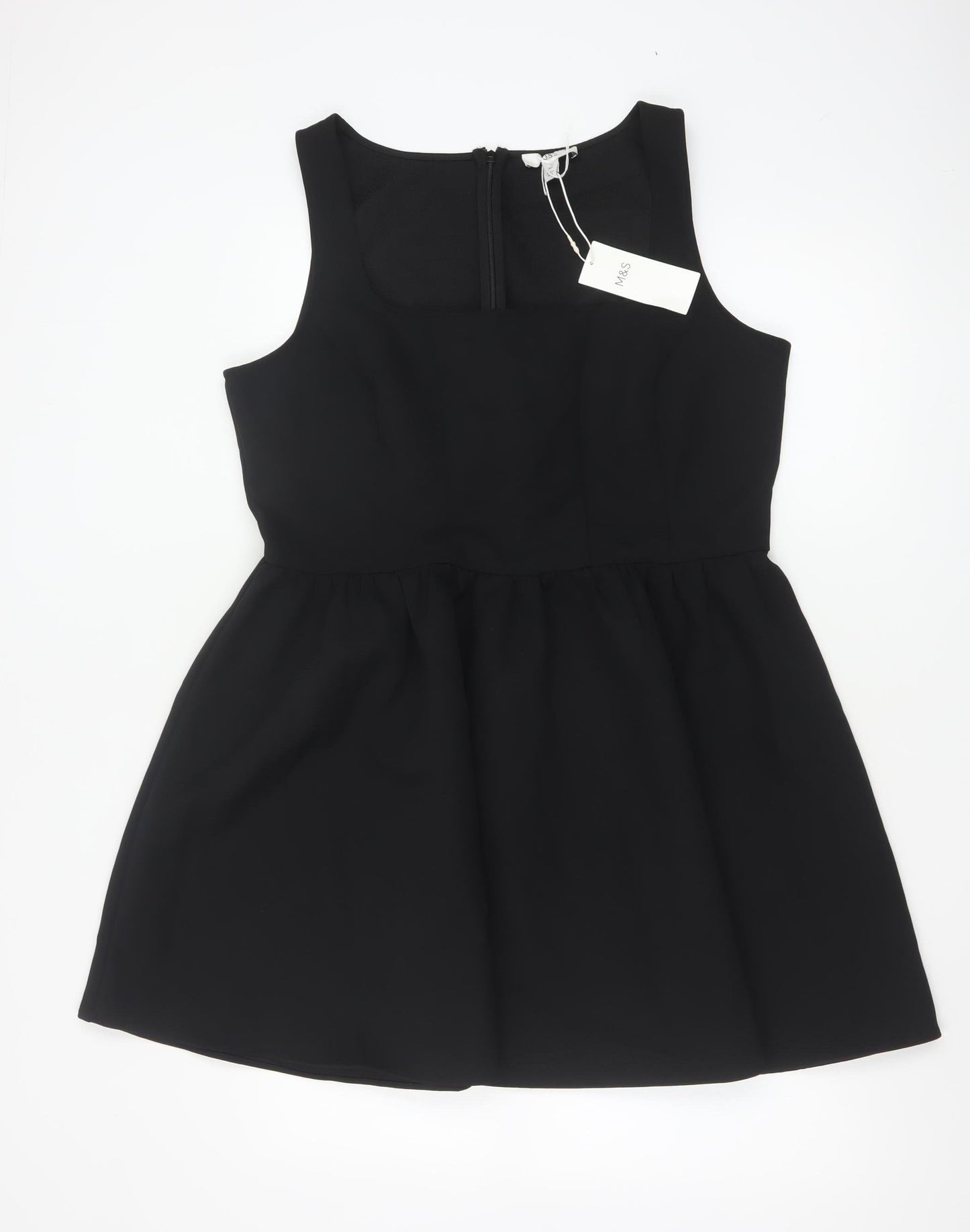 Marks and Spencer Women’s Black Skater Dress Size 16 Sleeveless Lined Stretch Partywear