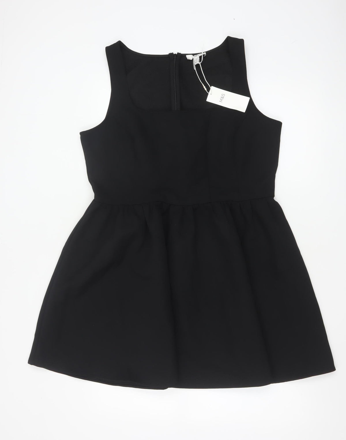 Marks & Spencer Women’s Black Skater Dress Size 16 Sleeveless Lined Stretch Partywear