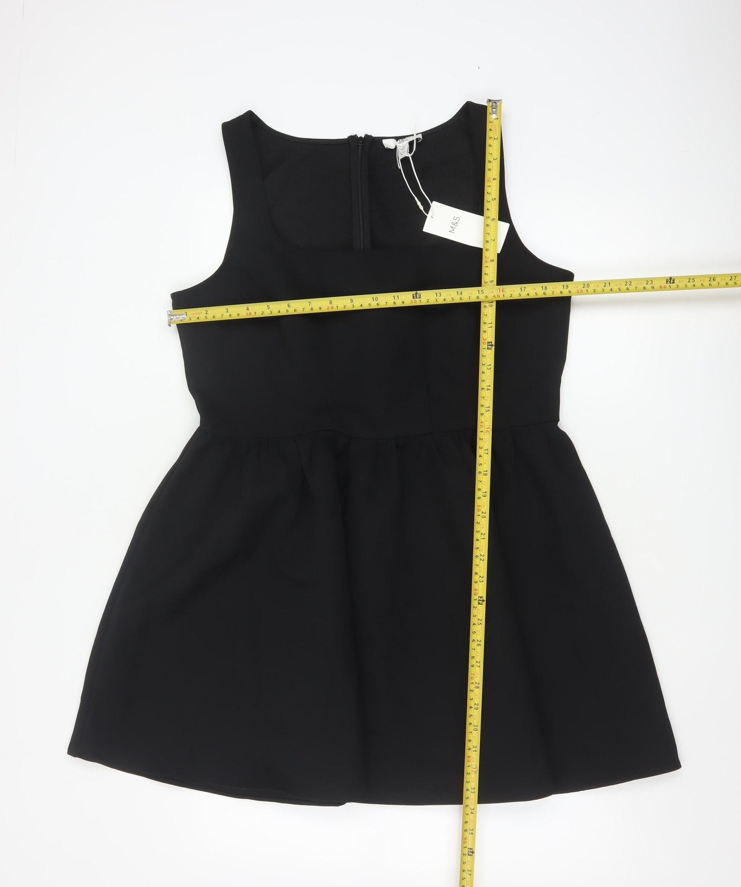Marks and Spencer Women’s Black Skater Dress Size 16 Sleeveless Lined Stretch Partywear