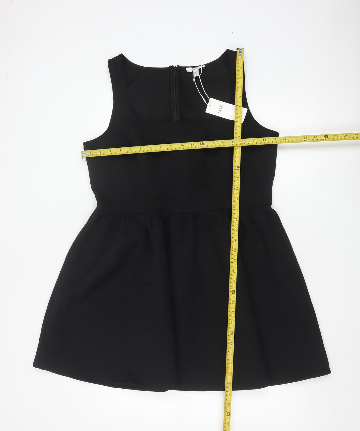 Marks & Spencer Women’s Black Skater Dress Size 16 Sleeveless Lined Stretch Partywear
