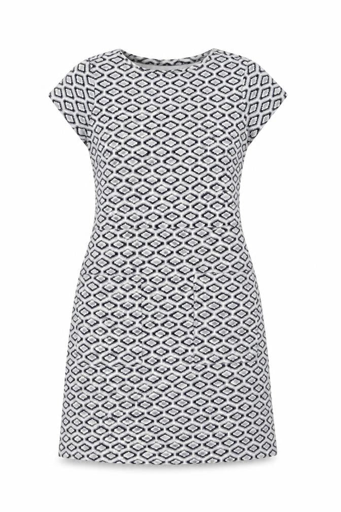 Next Women’s Grey Geometric Shift Dress Size 8 Short Sleeve