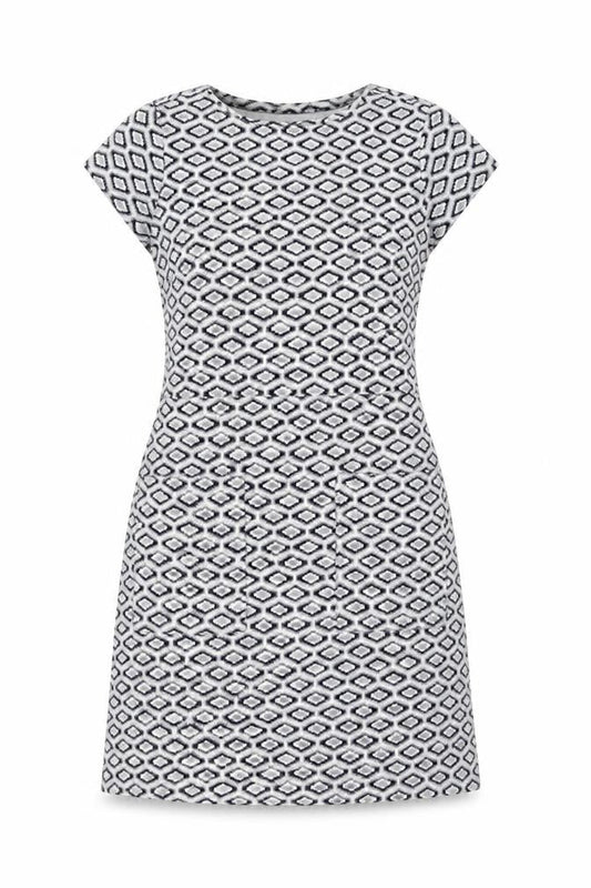 Next Women’s Grey Geometric Shift Dress Size 8 Short Sleeve