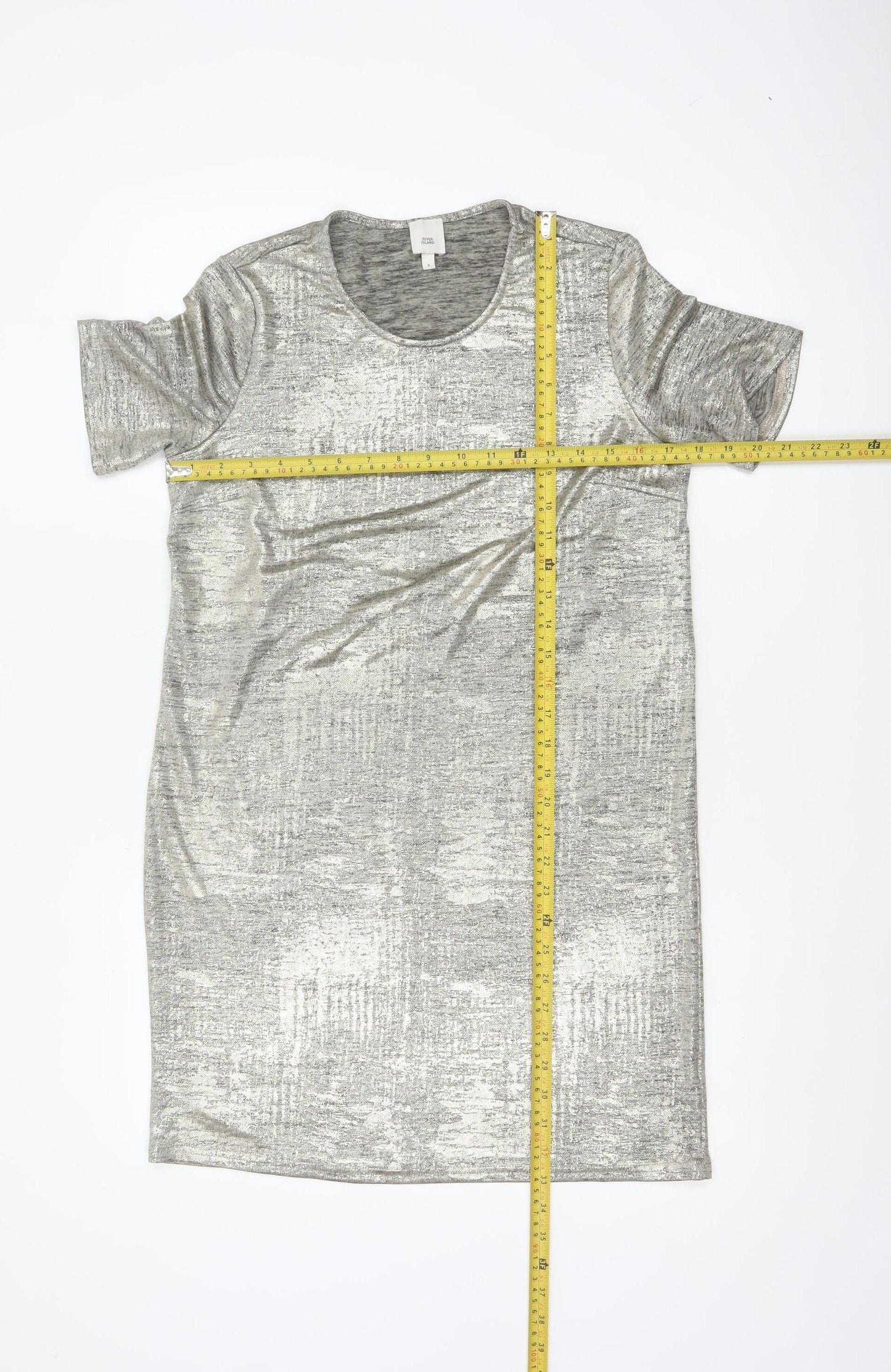 River Island Women's Silver Metallic T-Shirt Dress Size 8