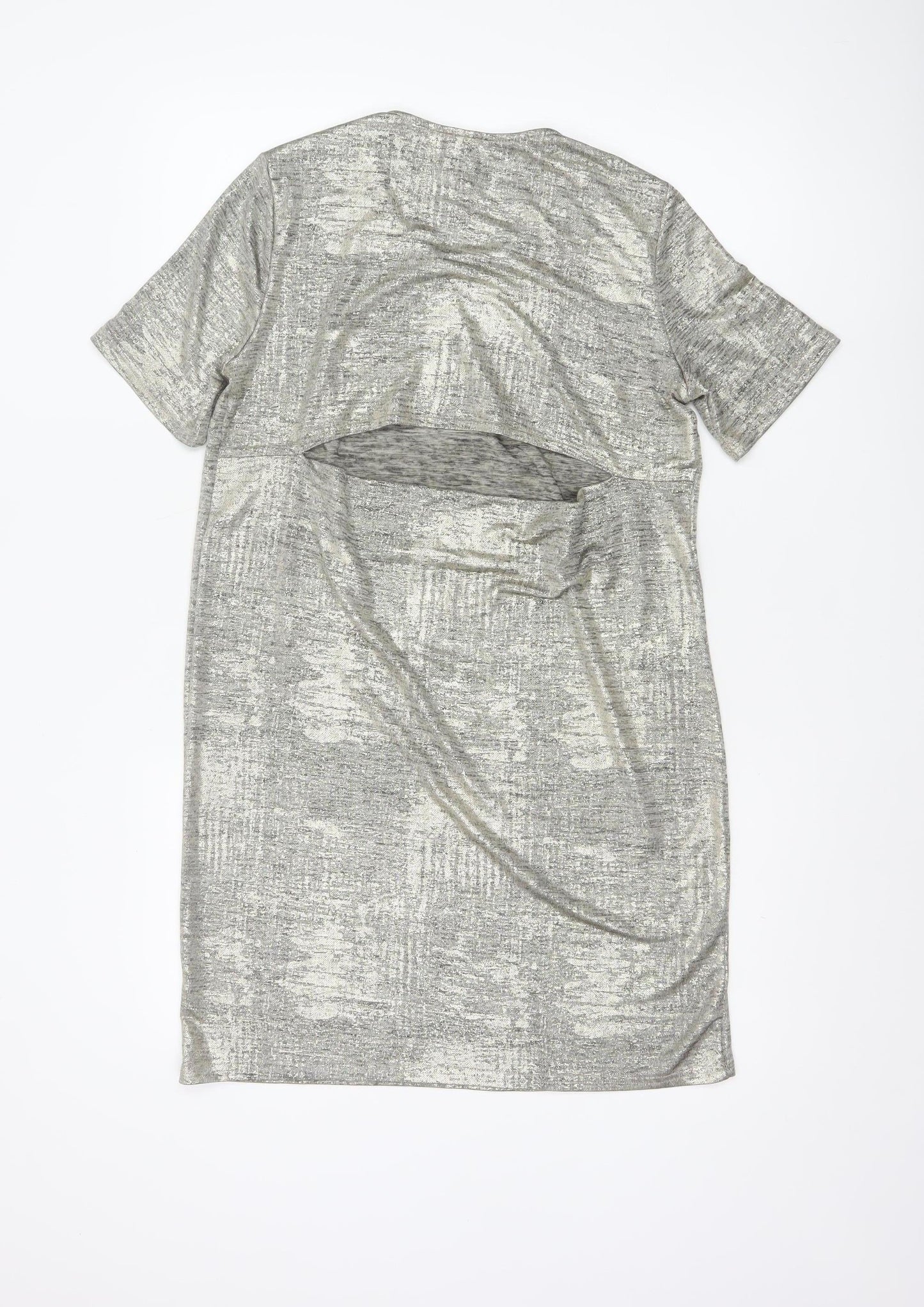 River Island Women's Silver Metallic T-Shirt Dress Size 8
