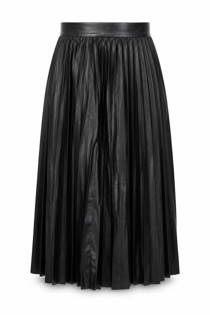 Zara Woman Black Pleated Satin Midi Skirt Size S