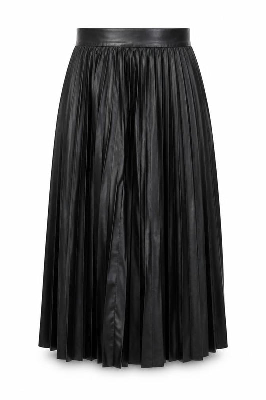 Zara Woman Black Pleated Satin Midi Skirt Size S