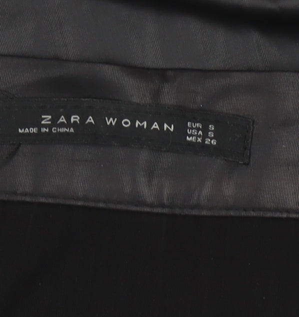 Zara Woman Black Pleated Satin Midi Skirt Size S