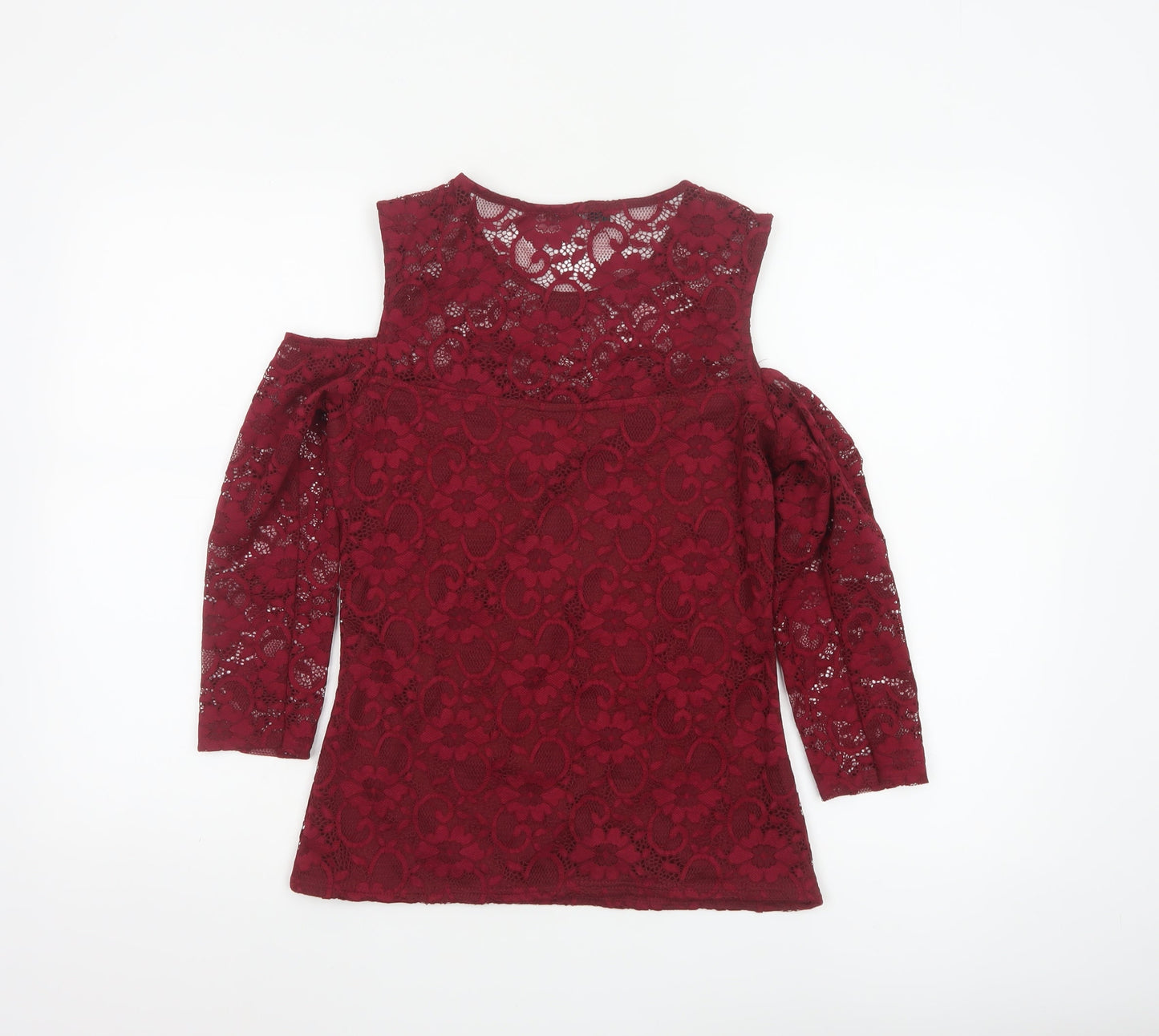 Jane Norman Women’s Red Lace Cold Shoulder Blouse UK 12