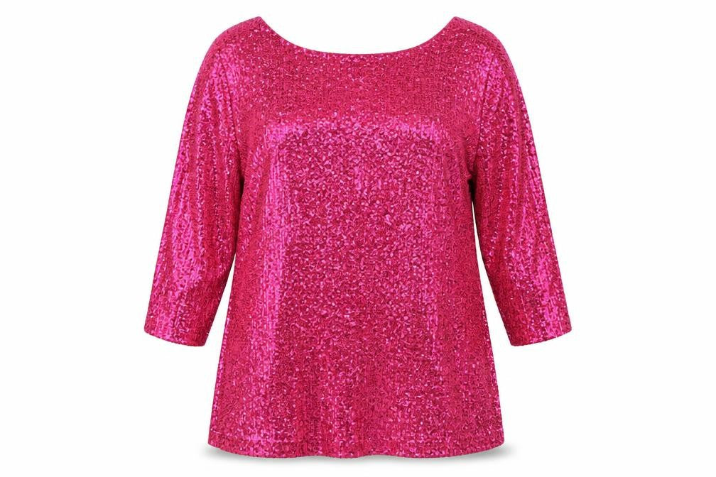 River Island Women Pink Sequin Tunic Blouse Size 12 Party Top