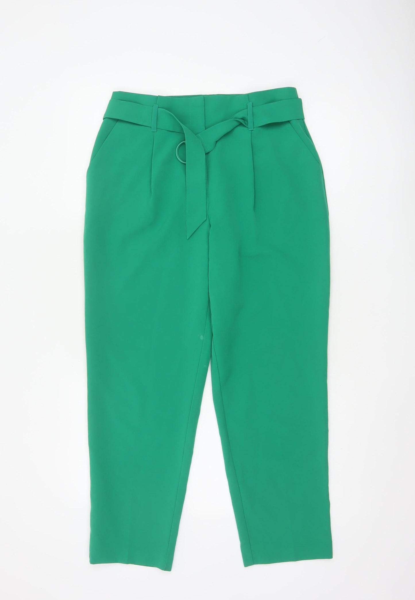 Warehouse Women’s Green Paperbag Belted Tapered Trousers UK 10