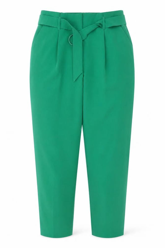 Warehouse Women’s Green Paperbag Belted Tapered Trousers UK 10