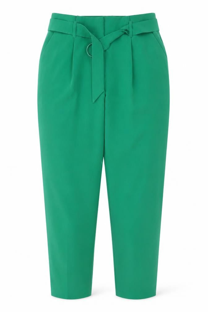 Warehouse Women’s Green Paperbag Belted Tapered Trousers UK 10