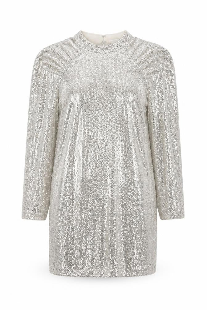 H&M Women Silver Sequin Short Shift Party Dress Size M