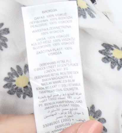 By Henry Holland Women White Floral Sleeveless Collared Blouse Size 14