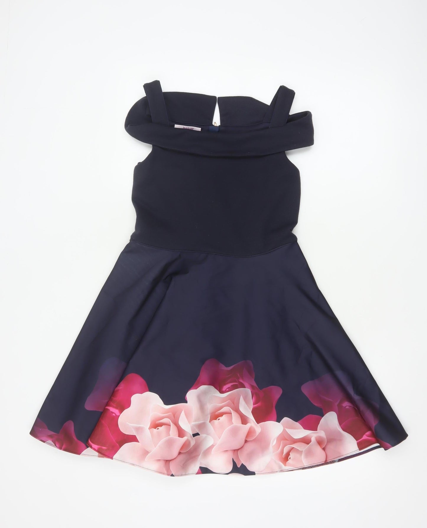 Ted Baker Girls Blue Floral Fit & Flare Party Dress Age 11 Off Shoulder
